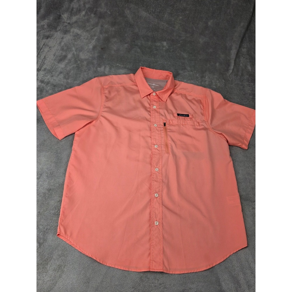 Eddie Bauer Mens LG Coral Ripstop Short Sleeve‎ Fishing Hiking Shirt Ventilated